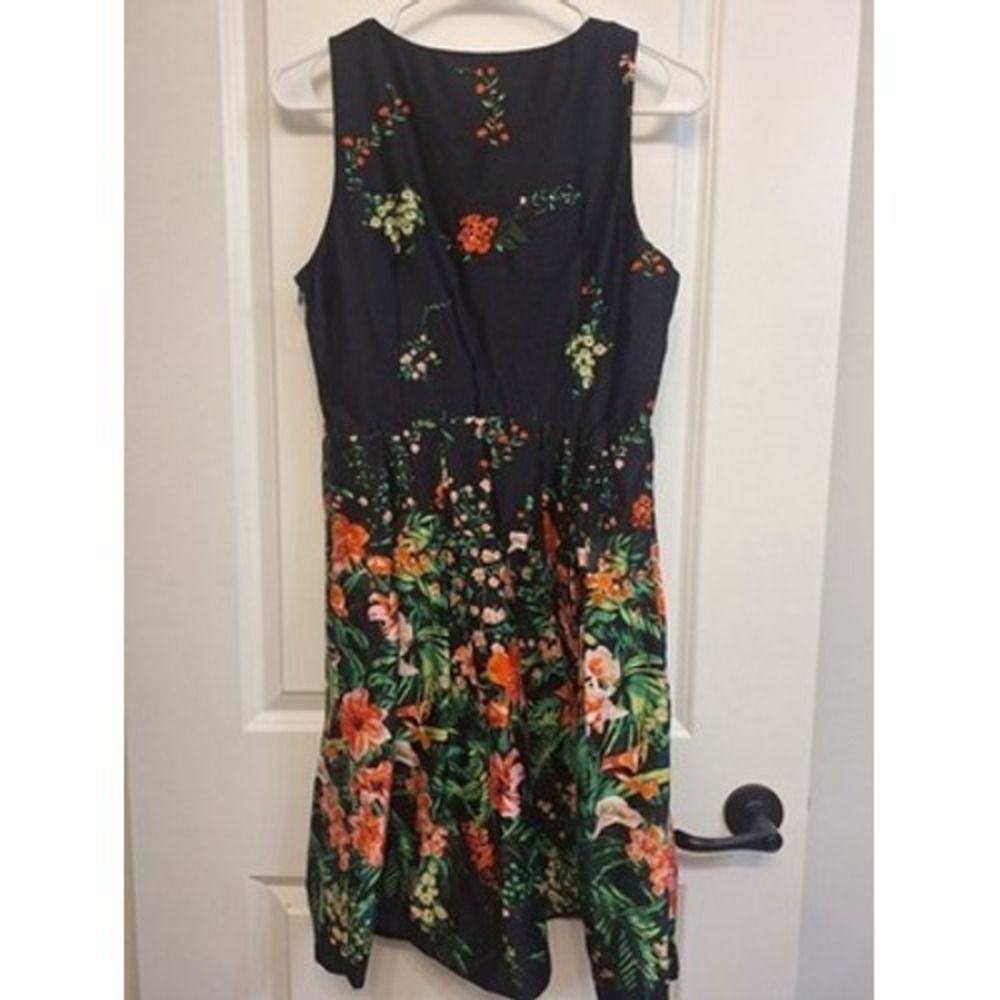 I. Madeline‎ Floral Mini Dress Womens Small Black NWT Tropical Flare